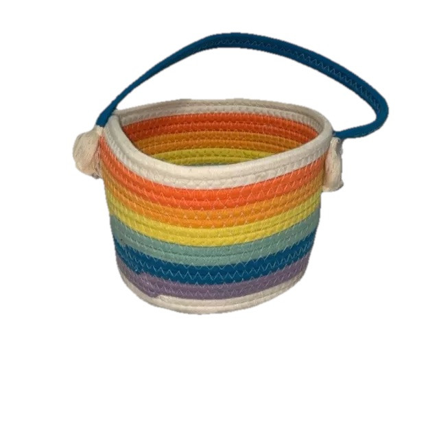 Rainbow coiled rope basket