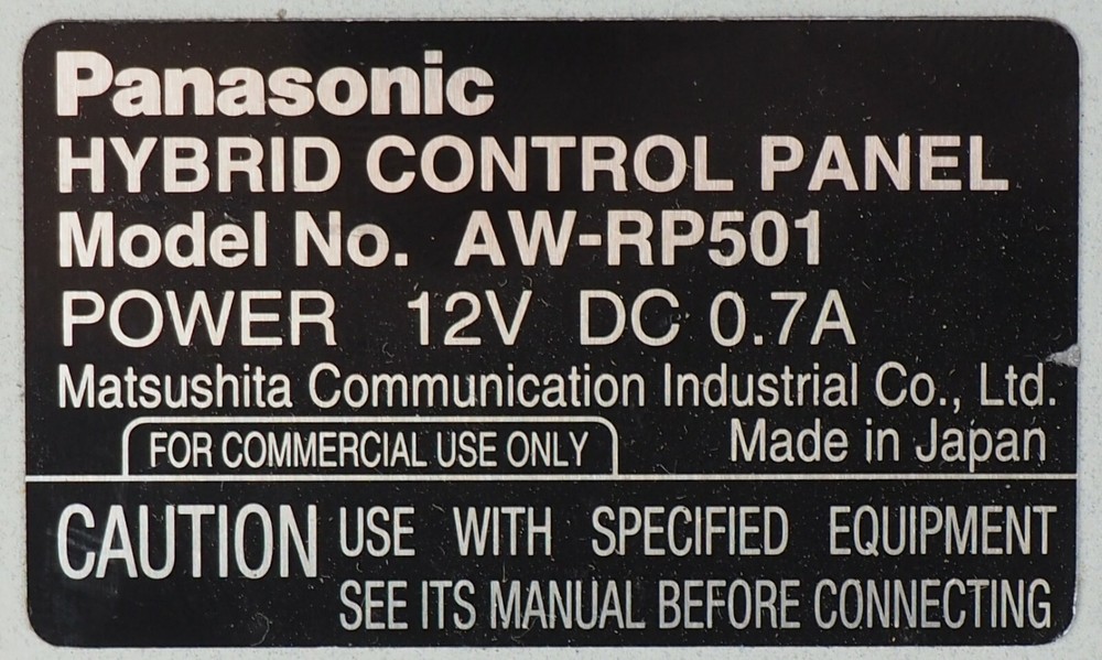 Panasonic AW-RP501 Hybrid Control Panel Camera Controller