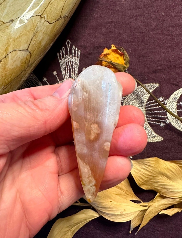 Flower Agate Raven Skull, Natural Crystal, Metaphysical