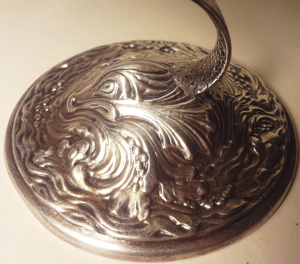 📌e1900's DURGIN STERLING SILVER - (191 GRAMS) - DOLPHIN 6" SHELL COMPOTE - #107