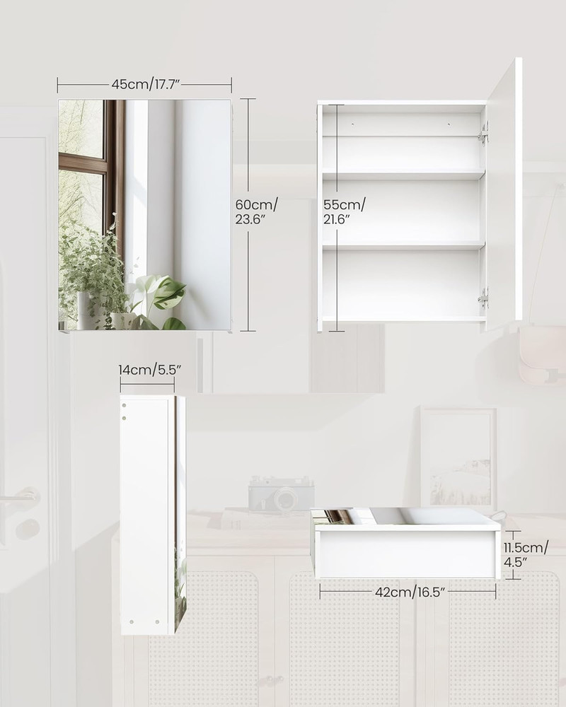 Stylish Wall-Mounted Bathroom Vanity & Mirror with Adjustable Storage Cabinet