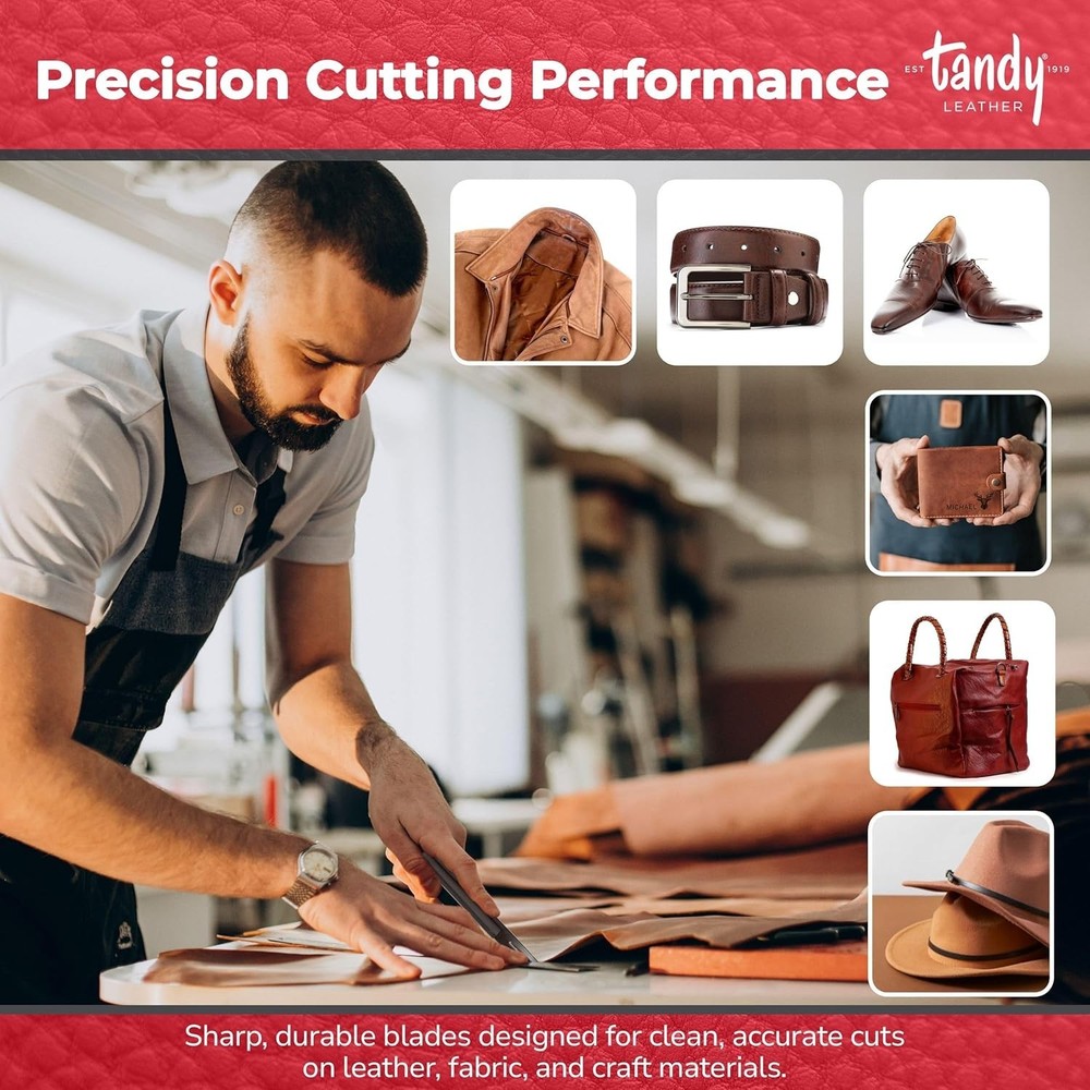 10-Pack Precision Blades - Essential Replacement for Leather Crafting Tools
