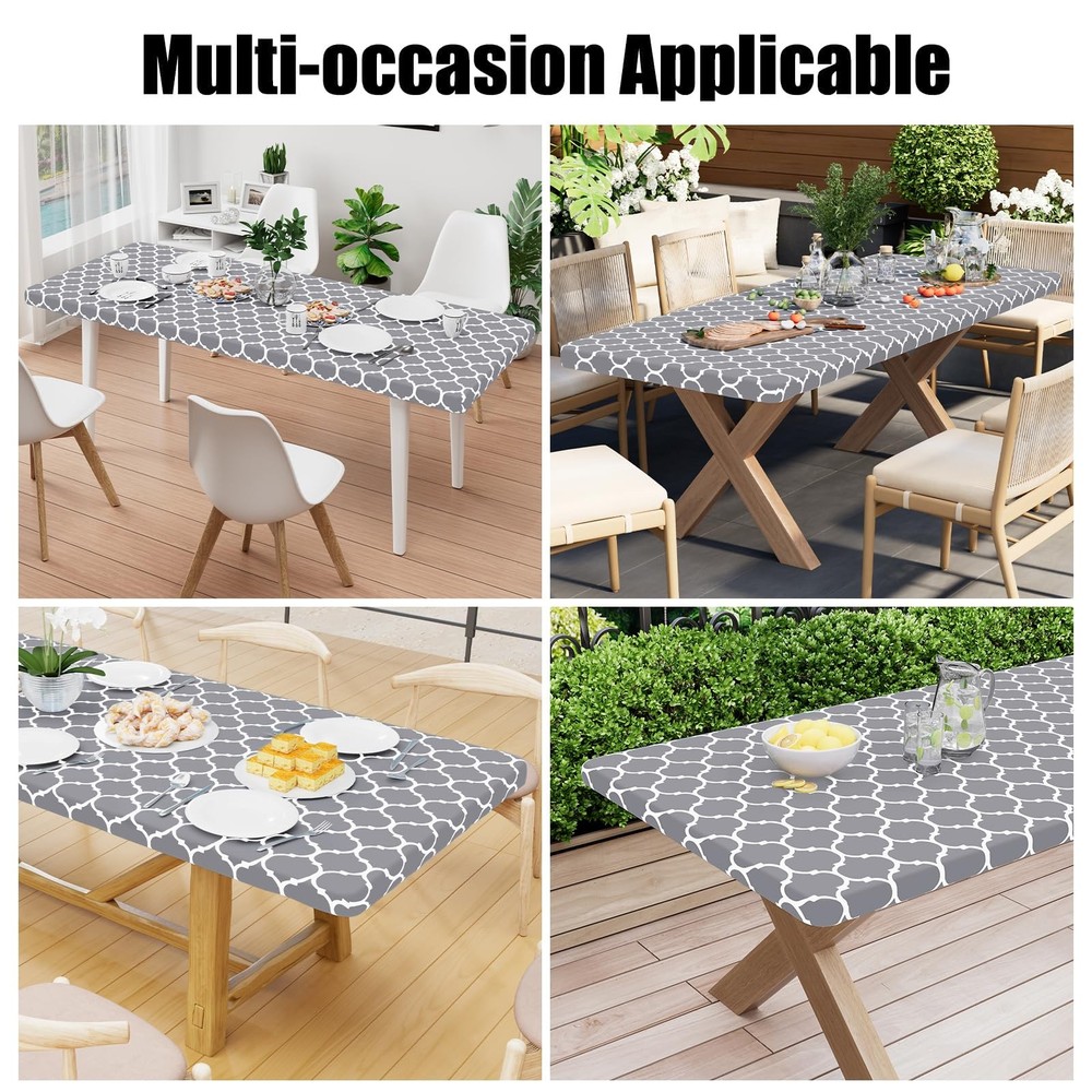 Smiry Rectangle Picnic Table Cloth, Waterproof 72" x 30" (Rectangular), Grey