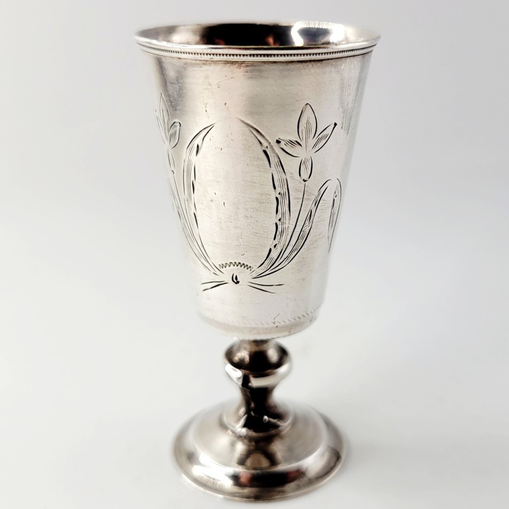 IMPERIAL RUSSIAN SILVER VODKA /  KIDDUSH CUP 84 SOLID SILVER JUDAICA ANTIQUE