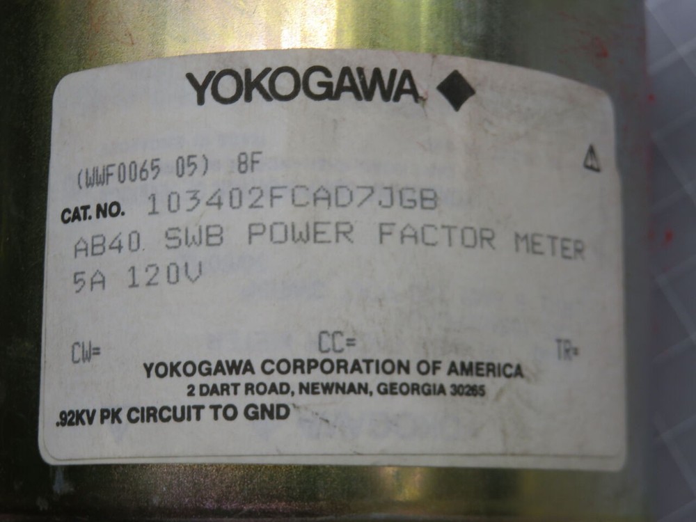 YOKOGAWA 103402FCAD7JGB POWER FACTOR METER T245513