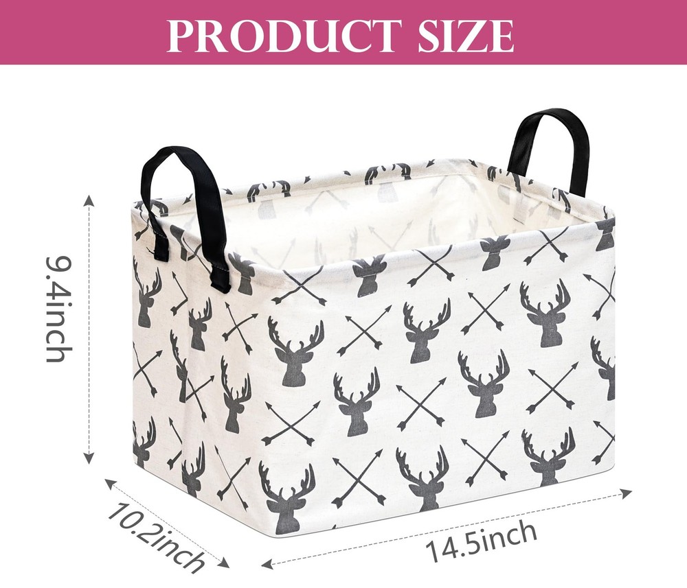 HUAYEE Rectangle Deer Pattern Gift Basket Storage Bin Laundry Hamper Storage ...