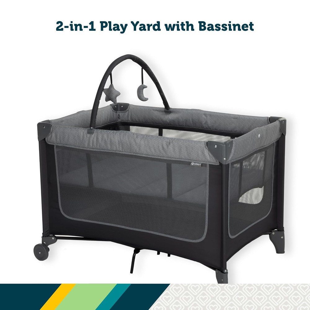 Basic 2-In-1 Play Yard with Bassinet, Gray
