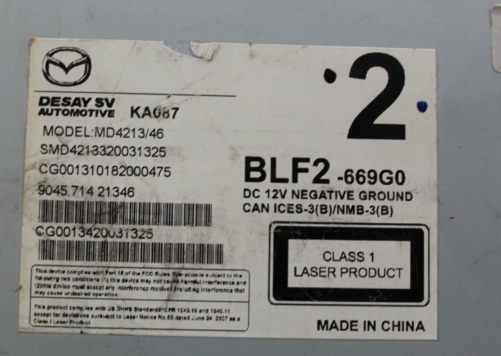 14 15 16 (2014-2016) MAZDA 3 CD PLAYER OEM