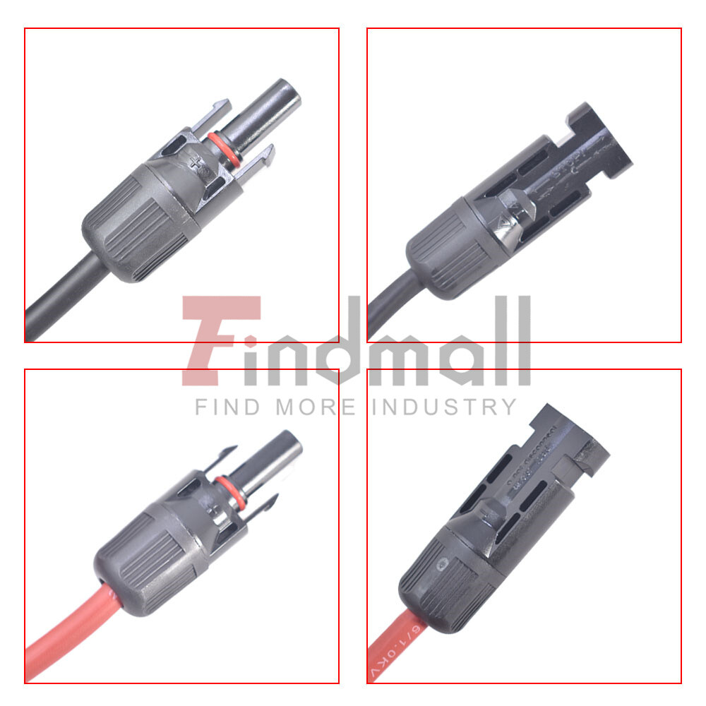 1 Pair 12 AWG Solar Panel Extension Cable Wire Connector 5ft Black + Red