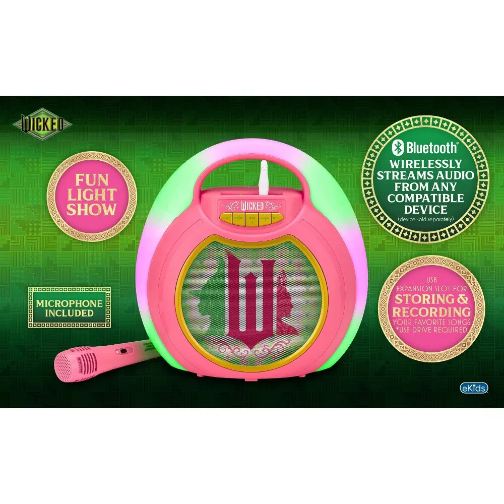 WICKED Bluetooth MP3 Karaoke Machine With Light Show
