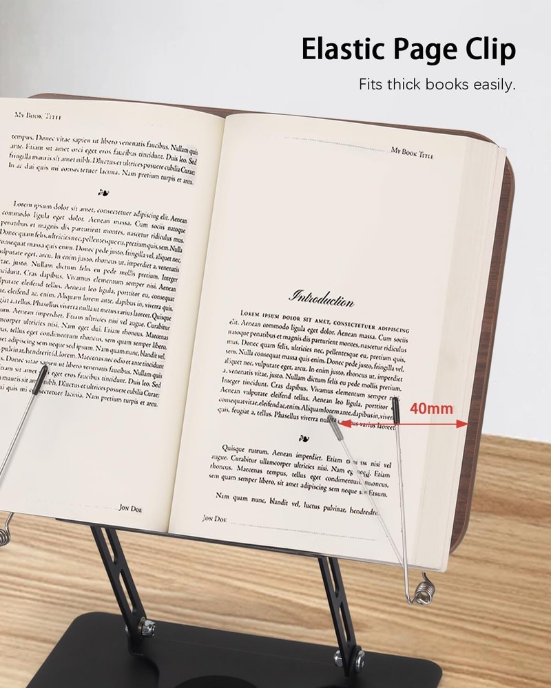 Book Stand for Reading Adjustable Book Holder with 360 Degree Rotating Base &...