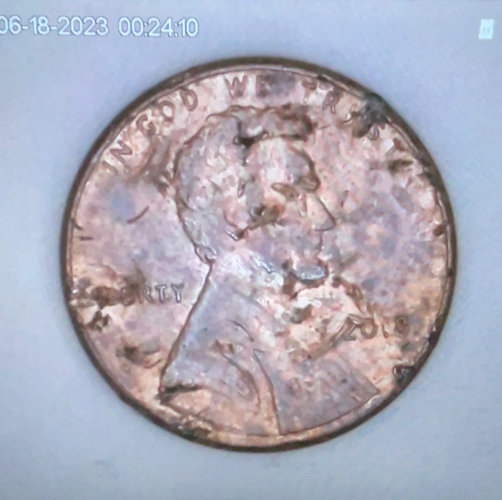 2018 lincoln penny no mint mark struck through error cent!