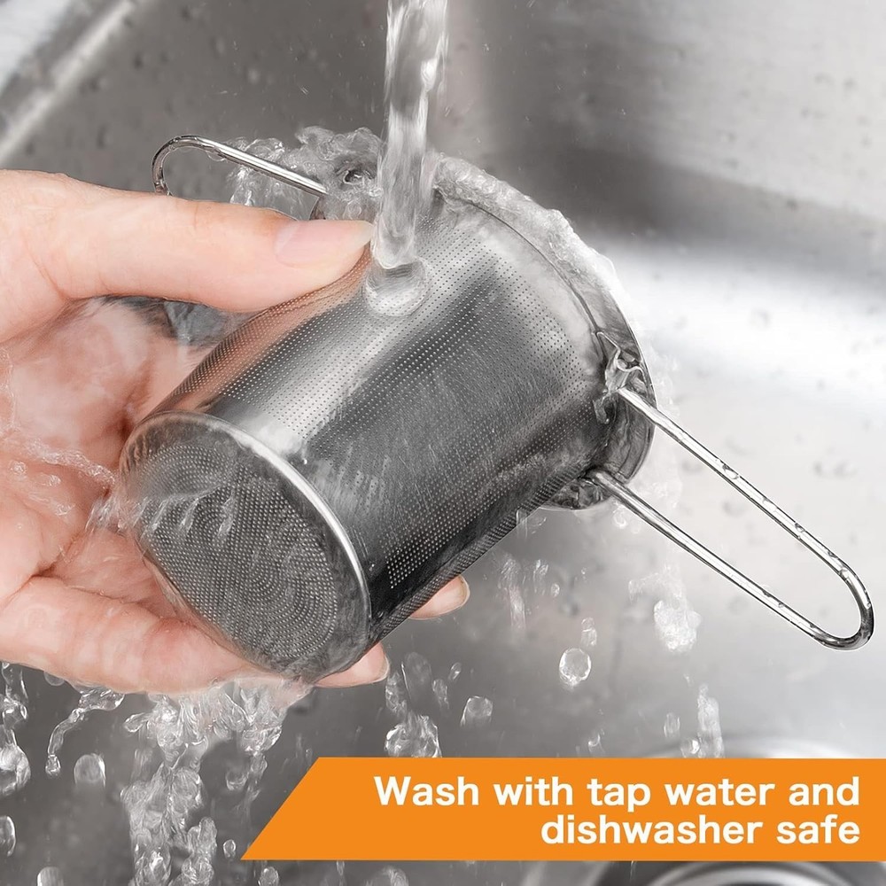 Compact & Lightweight Tea Infuser with Long Handle - 2 Stainless Steel Strainers