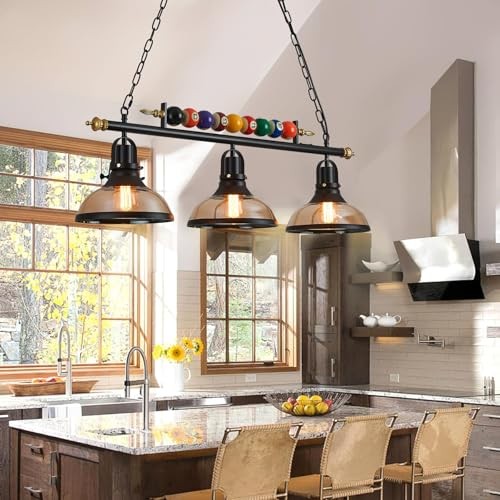 7'-8' Hanging Pool Table Light Billiard Pendant Light Adjustable Light, Retro