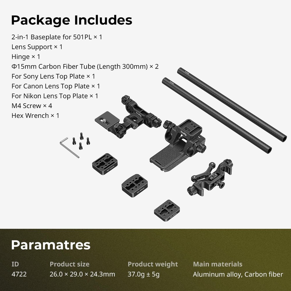Camera Lens Support Kit, 501PL Ecosystem Shooting Support Kit, Three-Point Co...
