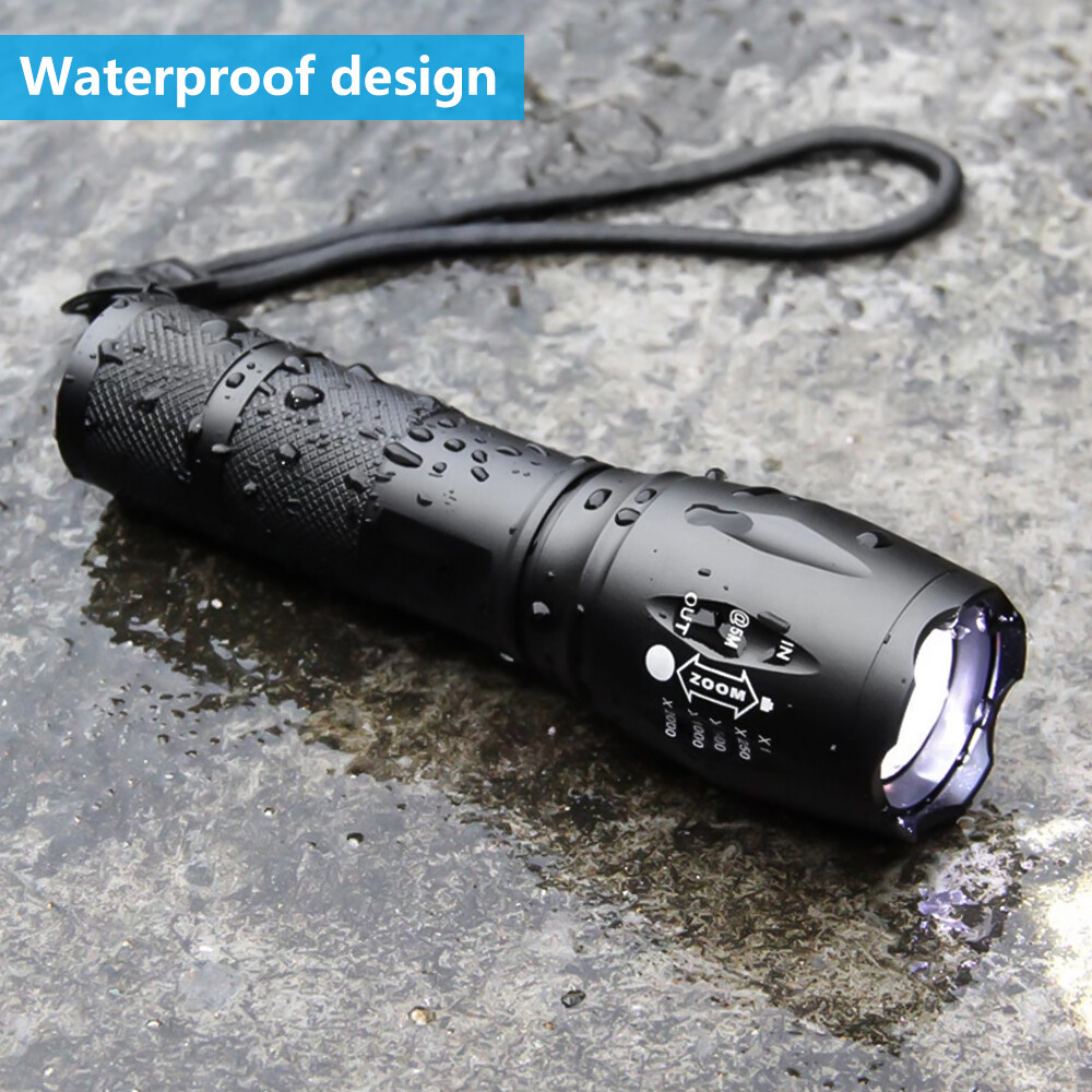 Super-Bright 90000LM Lamp LED Tactical Flashlight 5 Modes Zoomable Torch Light