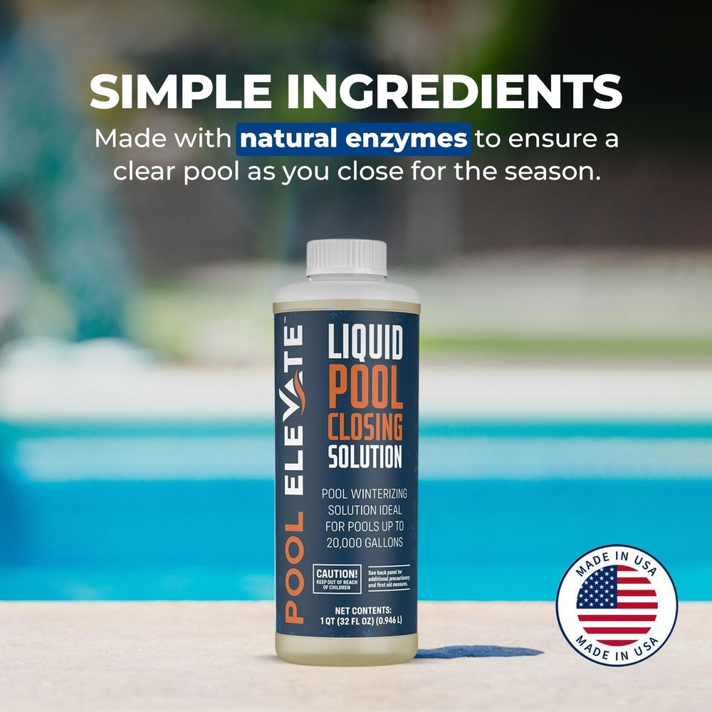 Pool Closing Solution with Natural Enzymes – 32oz Premium 32 oz, Clear