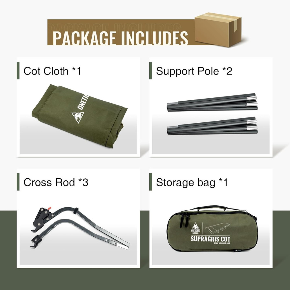 SUPRAGRIS Camping Cot, Support up to 400Lbs, Lightweight Comfortable Folding Bed