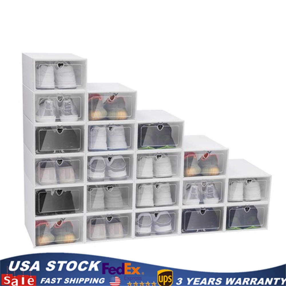 20pcs Shoe Storage Box Organizer, Transparent Plastic Stackable' Shoe Container.