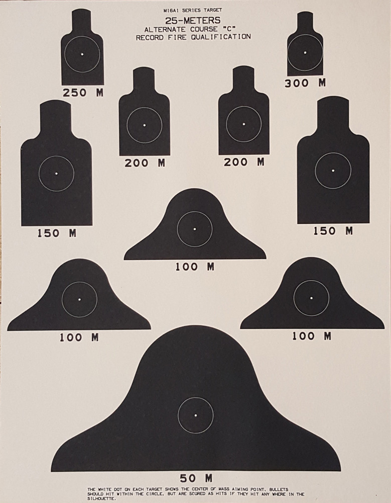 DOD M16A1 Series 25-Meters Alternate Course "C" Record Fire Qualification Target