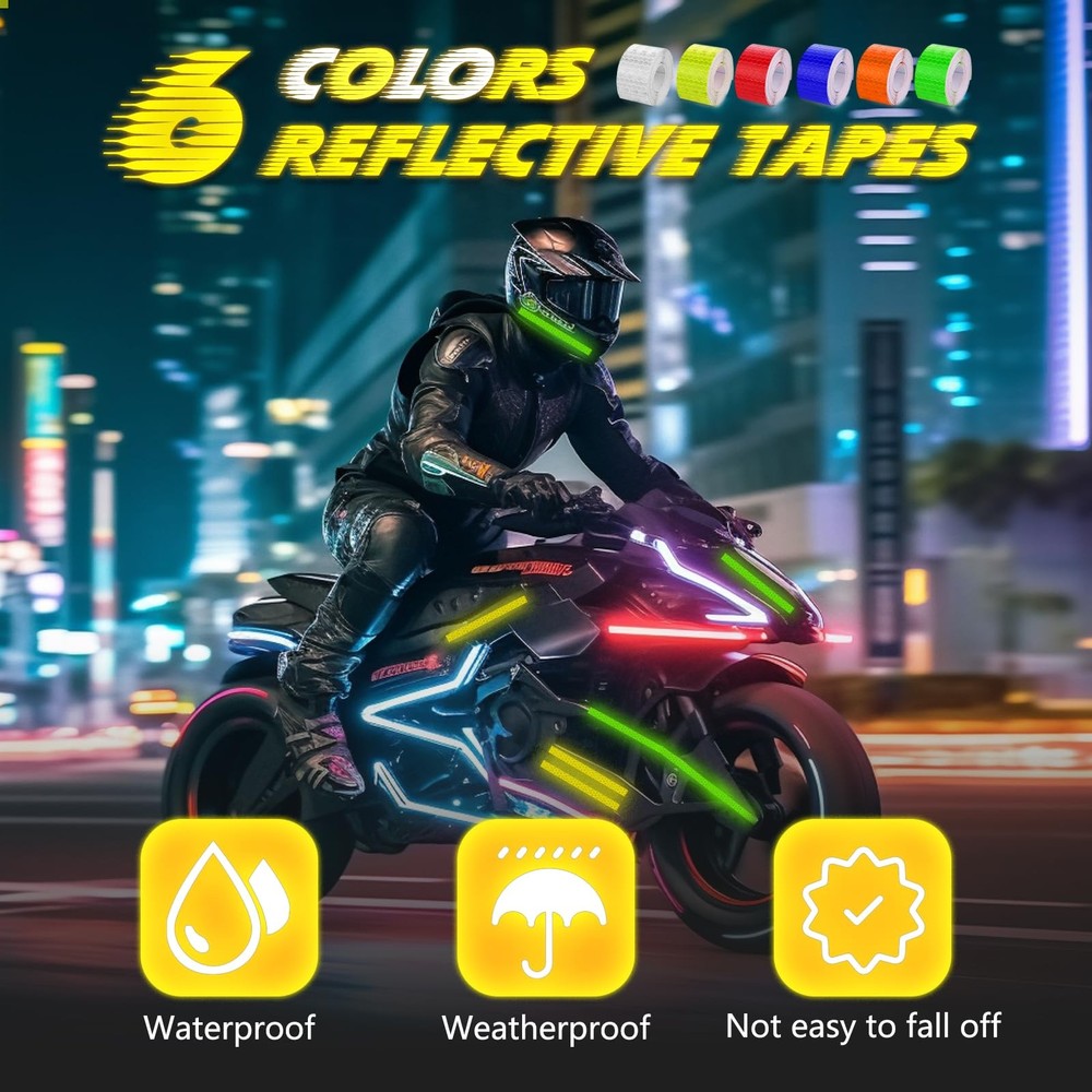 6 Rolls Reflective Tape Roll Nighttime Reflective Warning Tape for Trailers