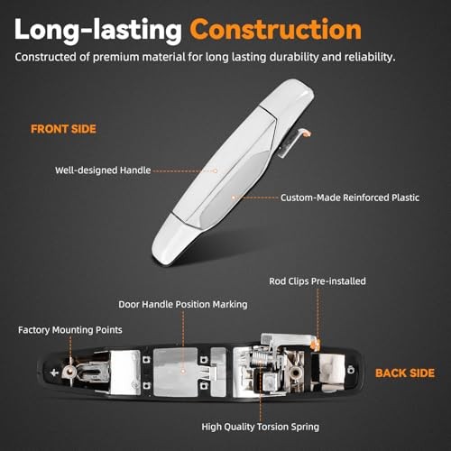 Front Passenger Right Side Exterior Door Handle, Compatible with Front Right