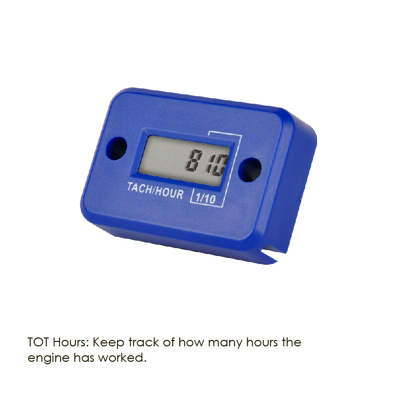 (BLUE,2/4 Stroke) Digital Tachometer Engine Hour Meter Motorcycle ATV Snowmobile