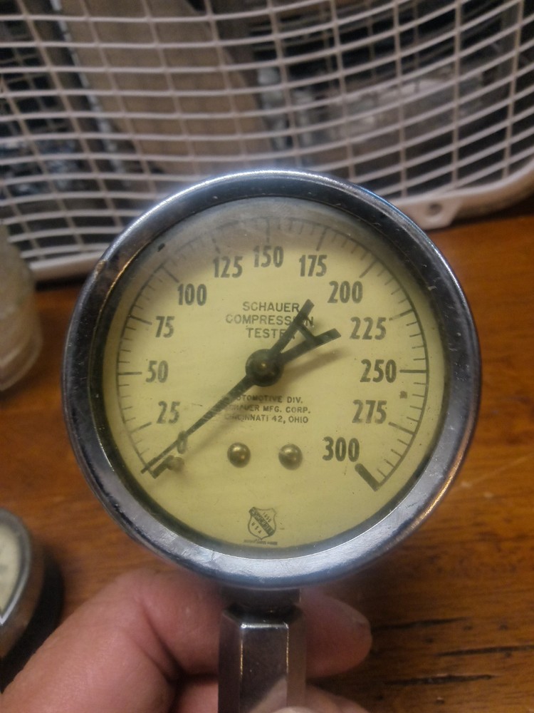 2 Vintage USA Compression Tester Schauer Auto Engine Motor Untested 0-300 PSI