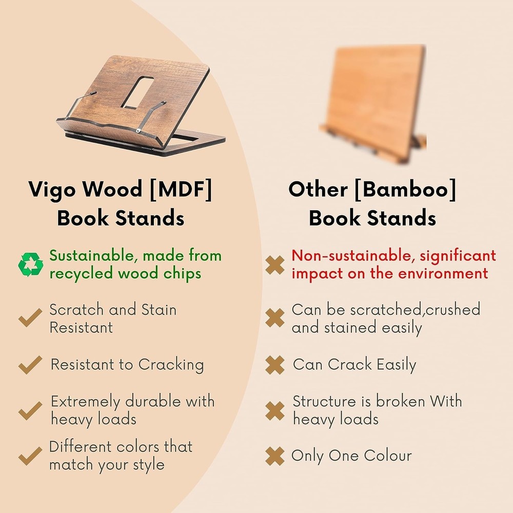 Versatile Adjustable Book Stand - Stylish Walnut Holder for Kitchen and Home