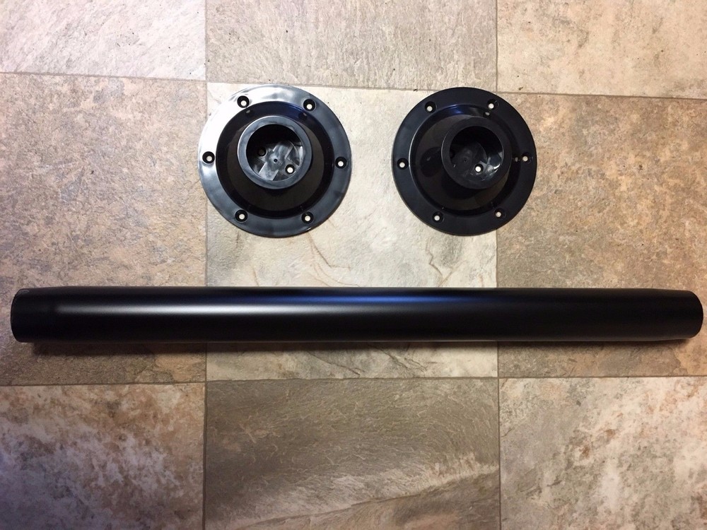 2 PACK RV BLACK METAL PEDESTAL TABLE LEG w/2 bases 27.5" Surface mount PLASTIC
