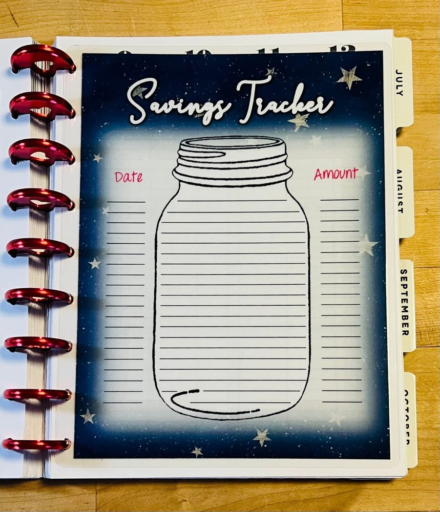 Mason Jar Savings Tracker Dashboard 4 use w/ Classic HAPPY Planner~