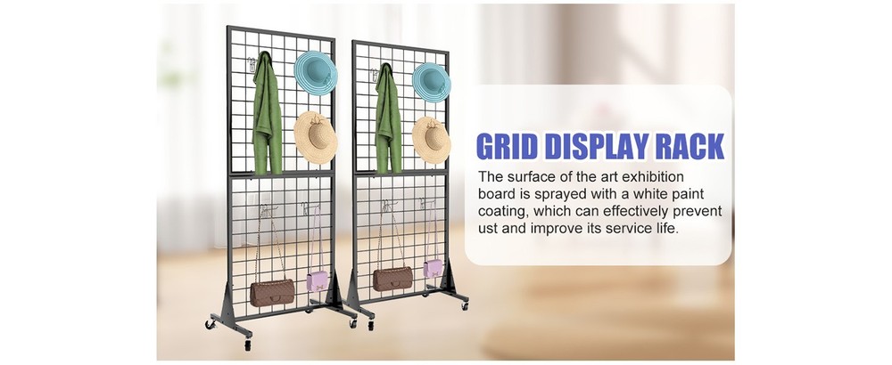 Display Grid Rack 2 Pcs 5.5 ft Panel Detachable Stand Craft Art Gridwall Tower