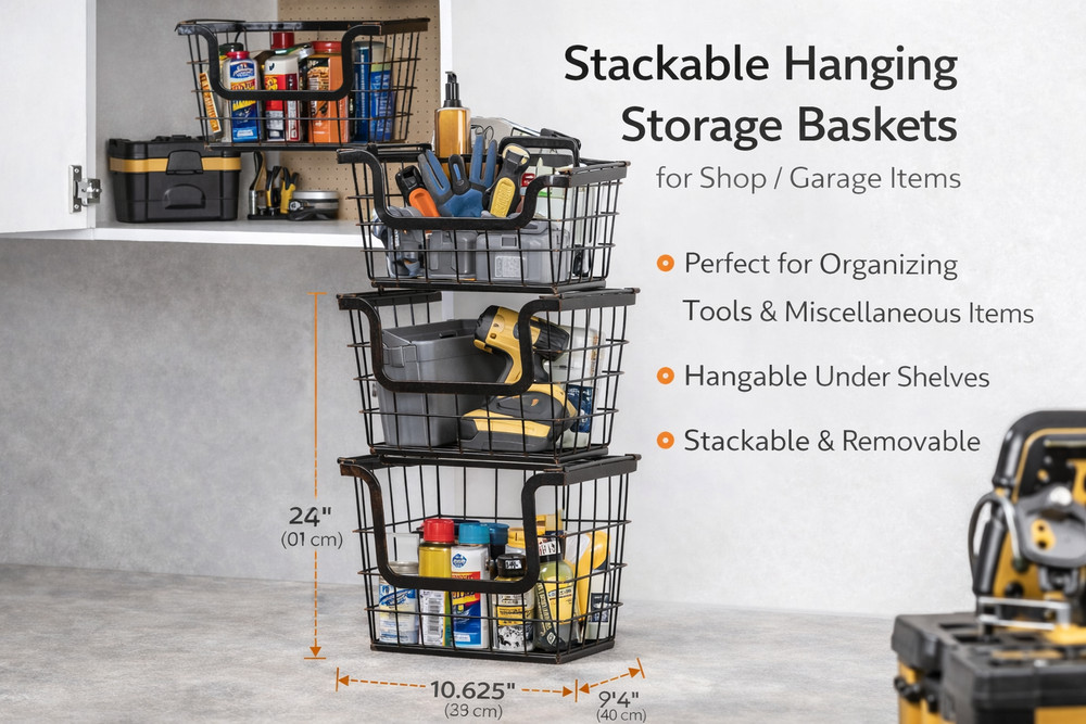 Wholesale Lot 100 Stackable Hanging Wire Baskets Under Shelf Kitchen Organizer
