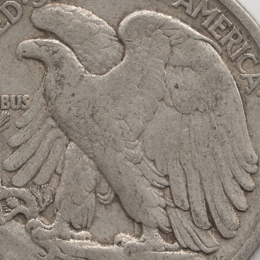 1918 D Walking Liberty Half Dollar, VF-VF+