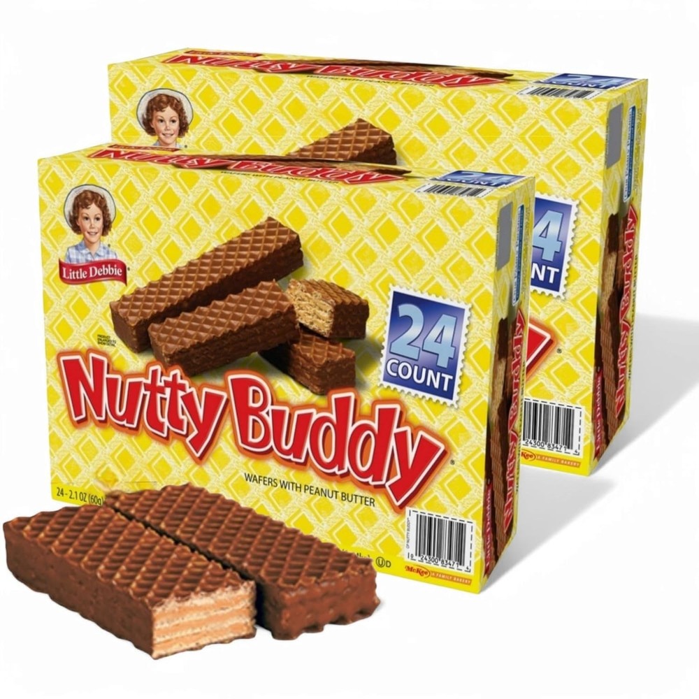Nutty- Buddy Wafer Bars with Peanut Butter, 24 Count (2 box)