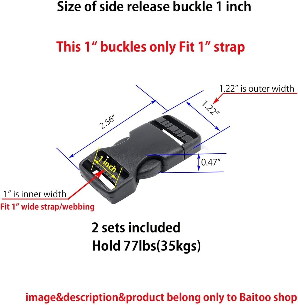 Side Release Buckles Heavy Duty Plastic Buckle Snap Clips Clasps Backpack Buc...