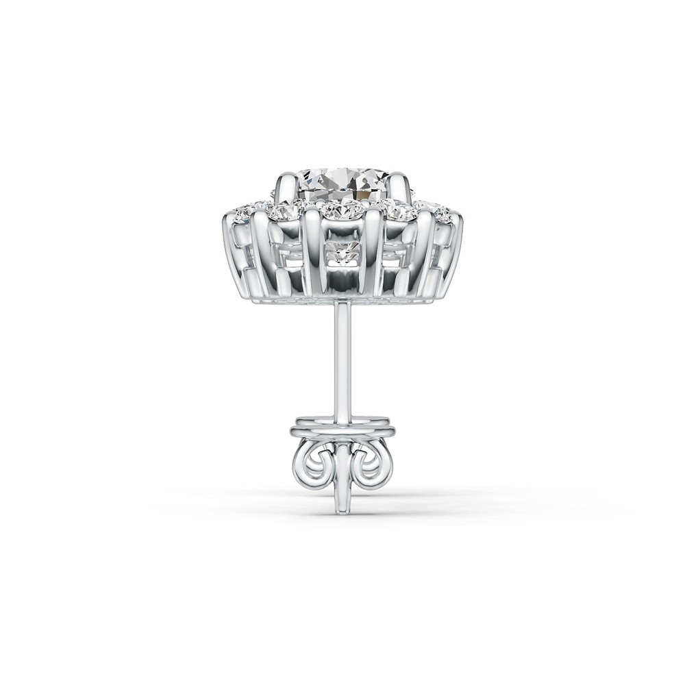 Sterling Silver Semi Mount Earrings Setting Round RD 6x6mm Halo Stud