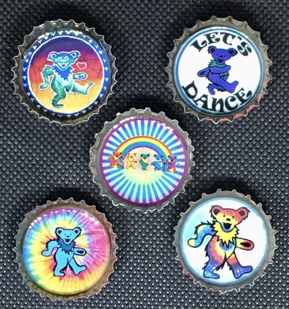 Grateful Dead Dancing Bears Bottle Cap Magnet Set