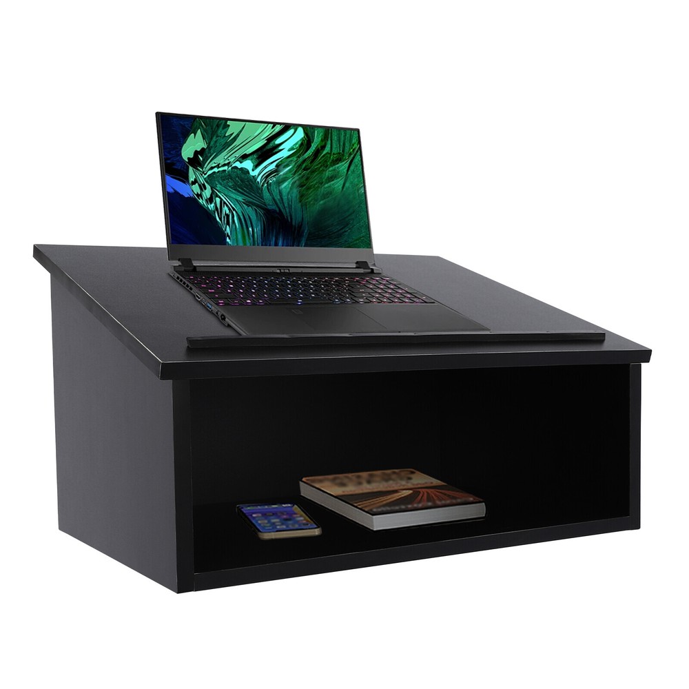 Black Table Top Lectern Portable Tabletop Lectern Classroom Presentation Lectern