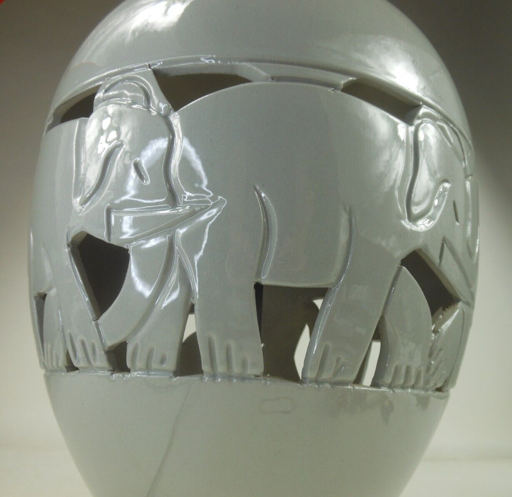 Vintage Large Elephant Grey Table Lamp 2 Way Light Up Base Retro MCM