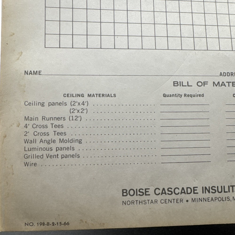 INSULITE SUSPENDED GRID CEILING GRID NOTEPAD
