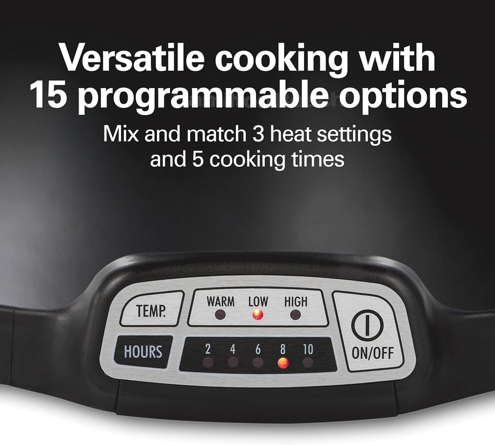 Hamilton Beach (33474G) Portable 7 Quart Programmable Slow Cooker (Black) NEW