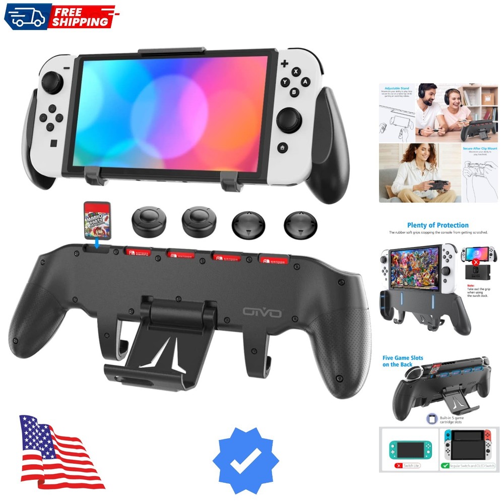 Switch Grip with Upgraded Adjustable Stand, Asymmetrical Grip with Adjustable...