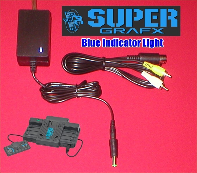 9V AC Adapter Power Supply W/LED & AV Cable for PC Engine Super Grafx System NEW