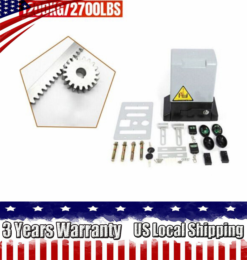 2700lbs Automatic Sliding Gate Opener Rack Driven with 2 Remotes & Complete Kit