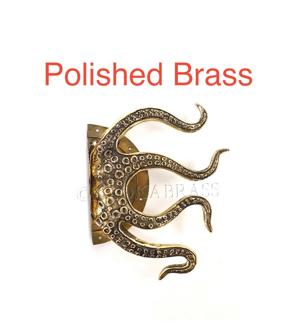 2 RUSTIC heavy Brass Stunning Large Octopus Solid Door Handle grab PULLS aged