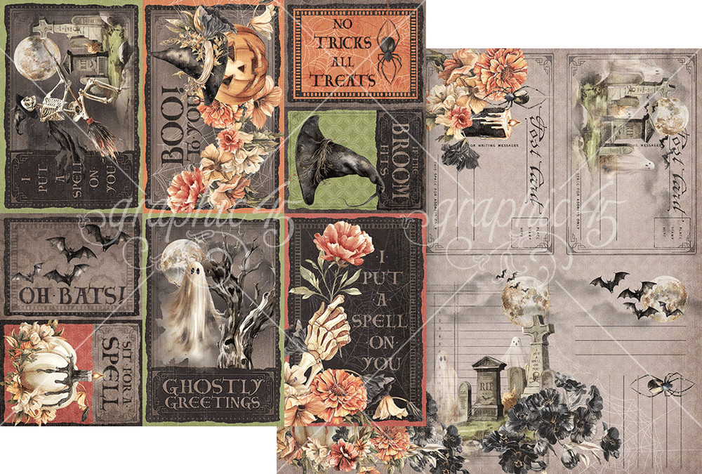 GRAPHIC 45 *GHOSTLY GREETINGS* COLLECTION BUNDLE ~ FALL HALLOWEEN *SHIPS FREE*