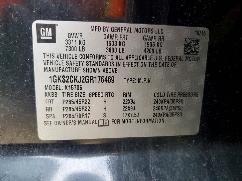 DASH WIRE HARNESS OEM 2016 GMC YUKON