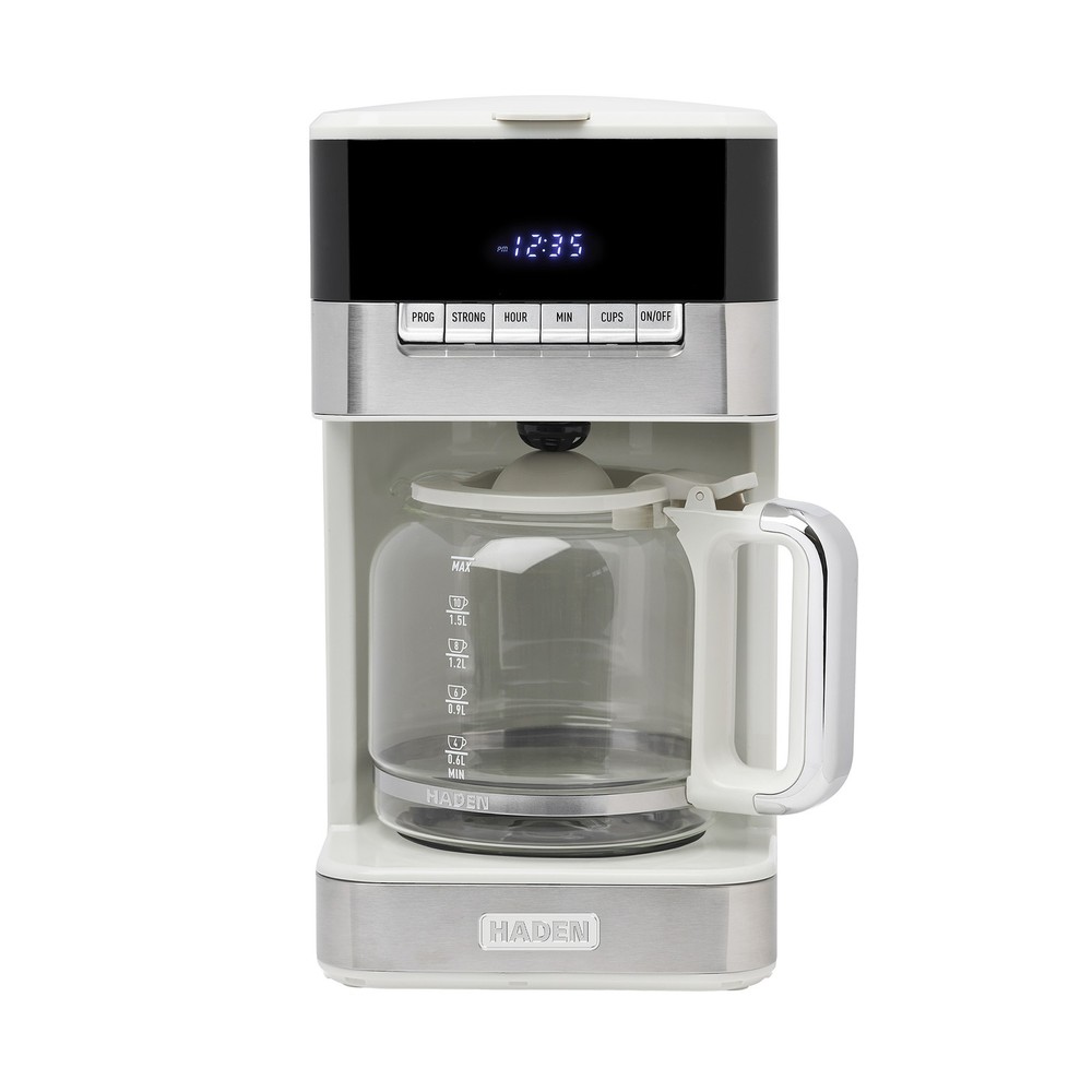 Haden Quintessential 12 Cup Programmable Digital Coffee Maker, Ivory/Chrome
