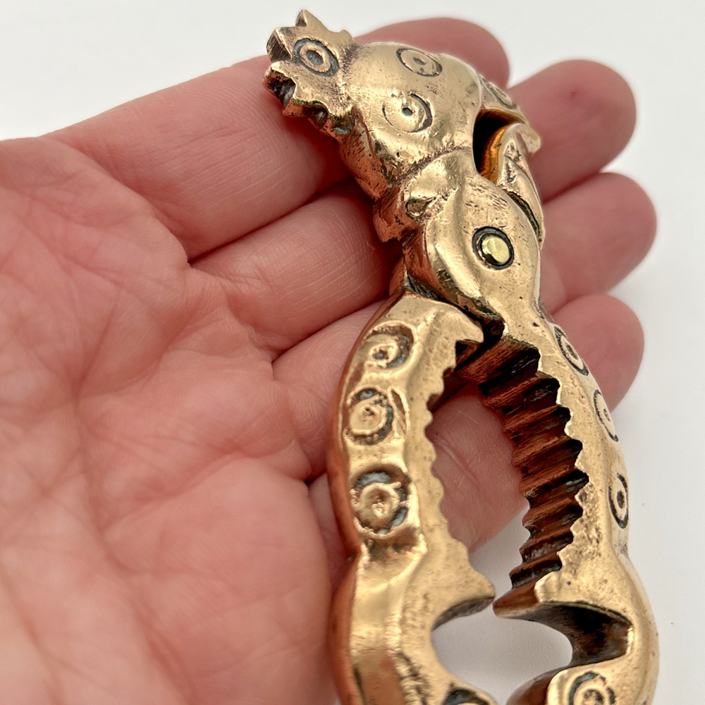 Vintage Solid Brass Rooster Bird Nutcracker Antique Unique Funny Statement Piece